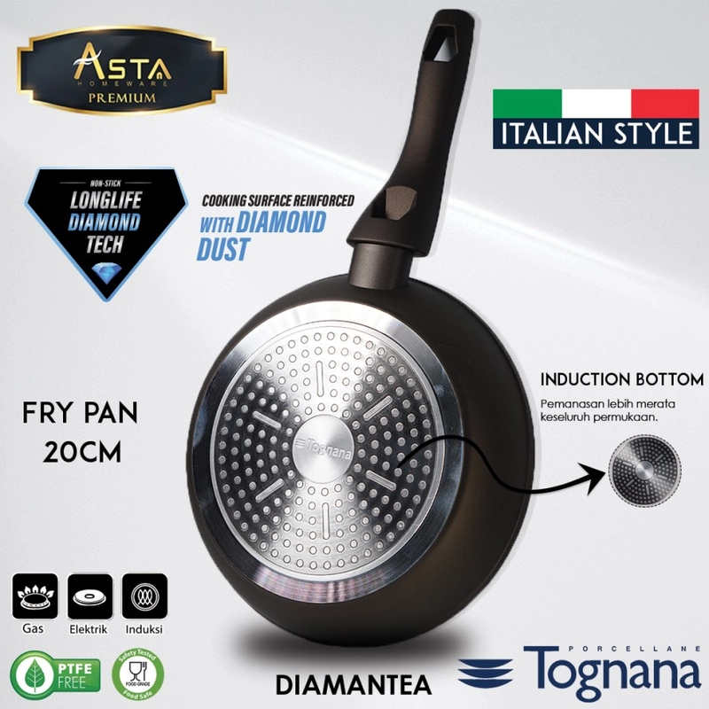 Product image KJU - TOGNANA 20 cm Fry Pan / Wajan Penggorengan Premium Anti Lengket 20cm Hitam