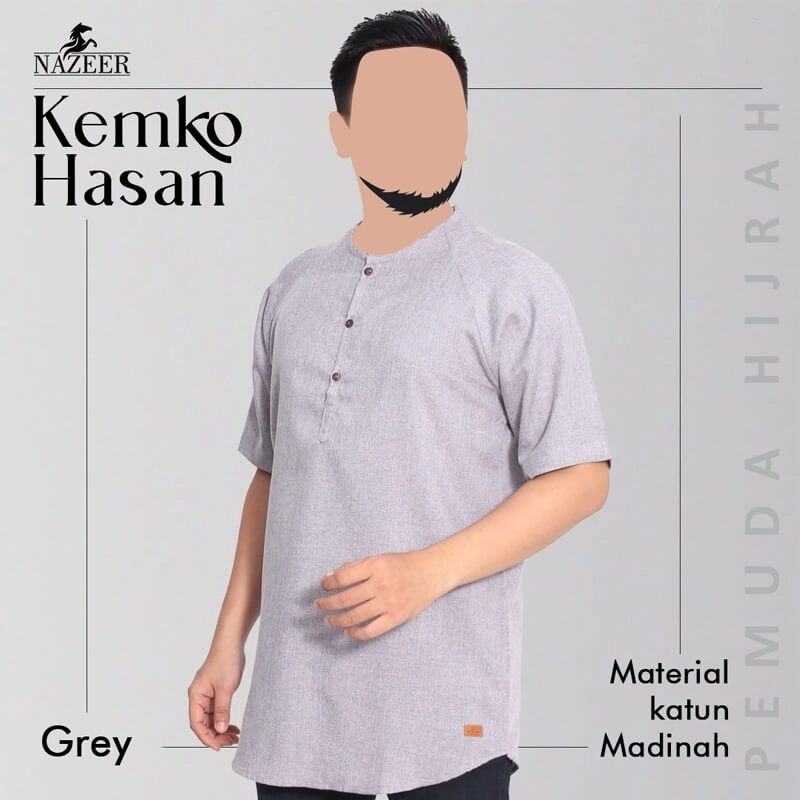 Product image Nazeer - Kemeja Koko Pria Kemko Hasan M GREY