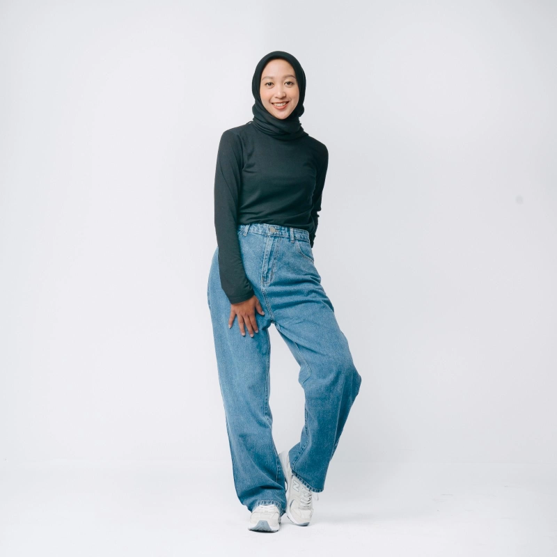 Product image MKY Clothing - [Paket Usaha 6pcs] MKY Clothing - KULOT STRAIGHT JEANS HIGH WAIST BIRU S (26) BIRU