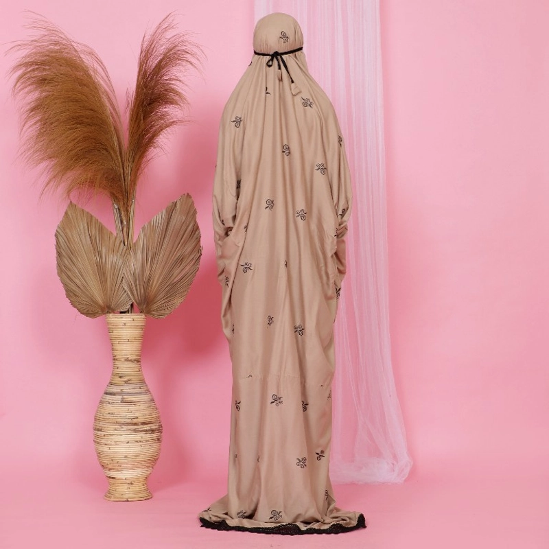 Product image Mukena Terusan Bordir Dewasa Bordir Terusan Motif Soroja allsize Mocca