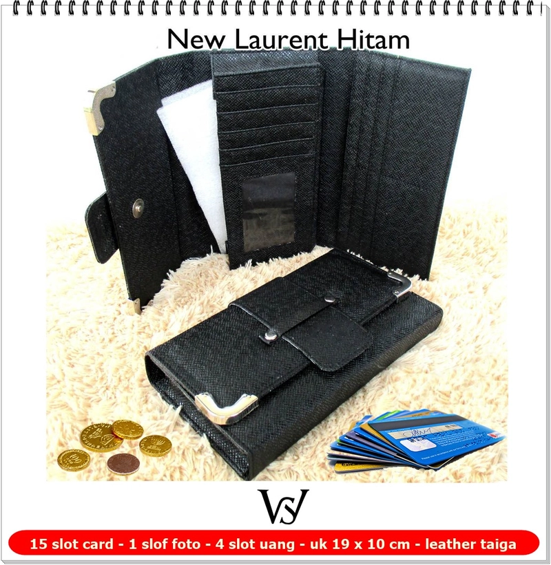 Product image Lanc Fashion - Dompet kartu Wanita Lipat Taiga Leather Sideplat WARNA HITAM