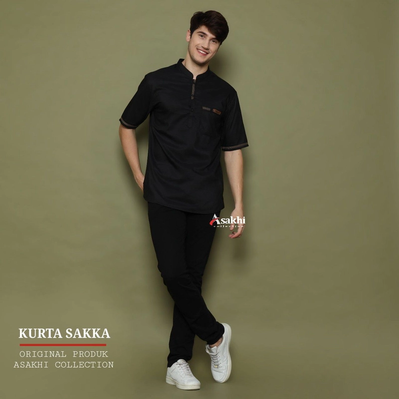 Product image Batik Alfin - Baju koko kurta Lengan pendek motif Saka model terbaru koko hitam M Koko hitam