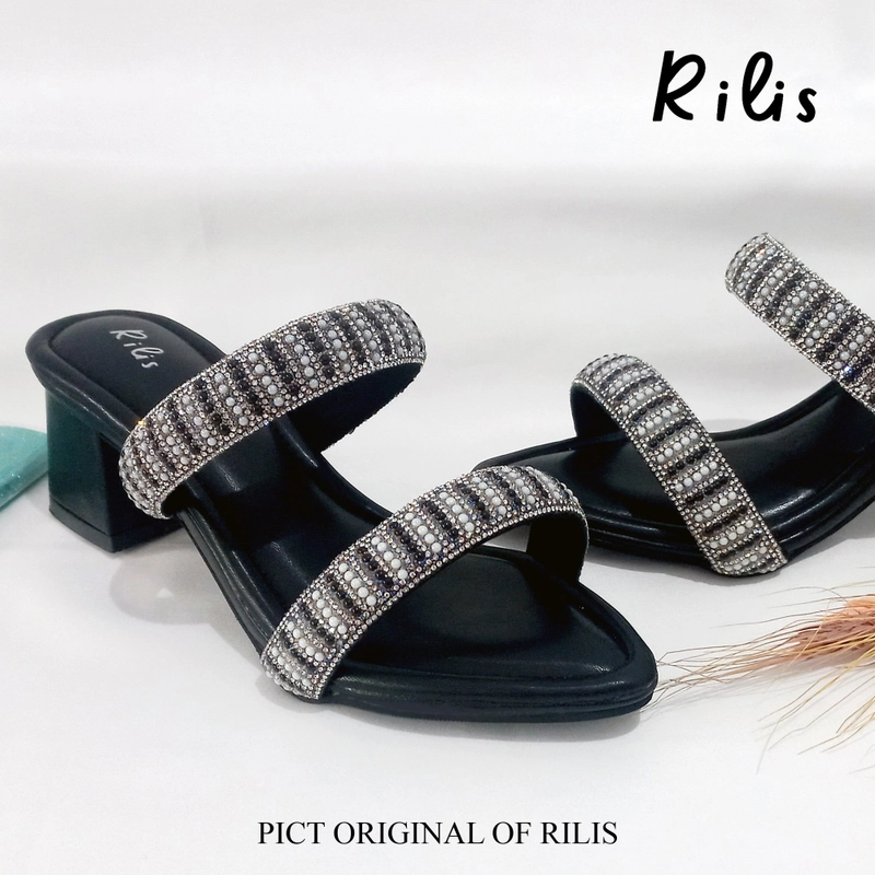 Product image Rilis - Sandal Wanita Milea Tali Permata hak 5 cm (Rilis 45) 41 Hitam