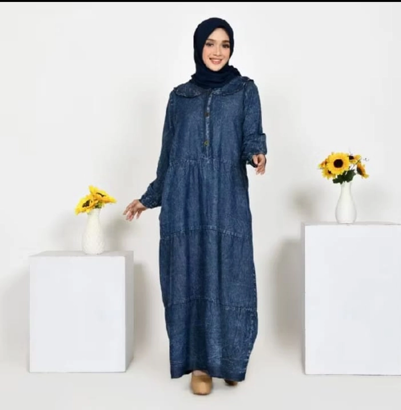 Product image mbm store - Gamis Jeans Wash Umpak allsize Blue Jeans