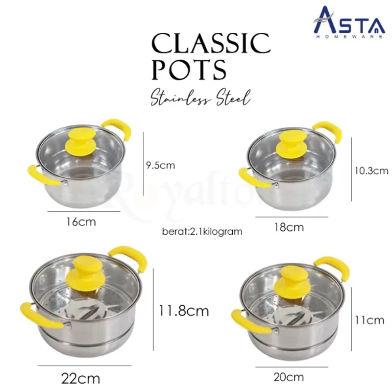 Product image Asta Homeware - Asta Panci Stainless Steel Set Classic Pots 4 Pieces Royalton 2180 merah