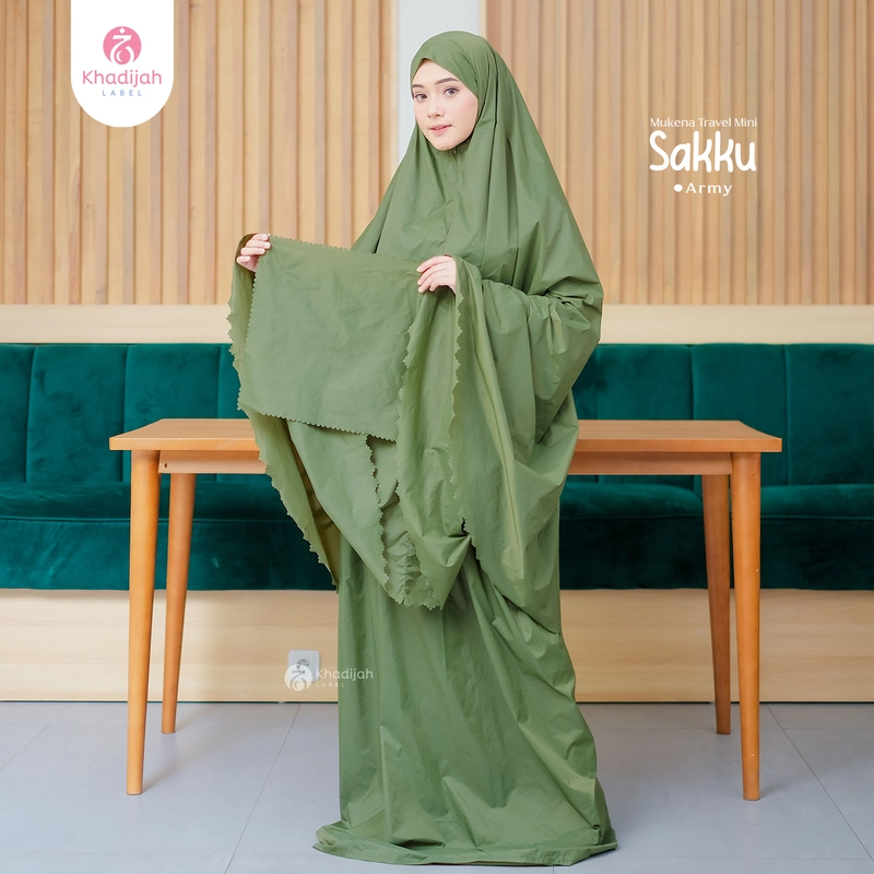 Product image KhadijahLabel - Mukena Travel Mini Mukena Dewasa 3 in 1 Mukena Parasut Sakku Jumbo Army