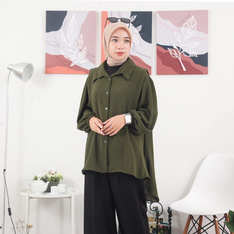 Product image Jembar - Kemeja Blouse Aesthetic Oversize Crinkel Premium All Size Army