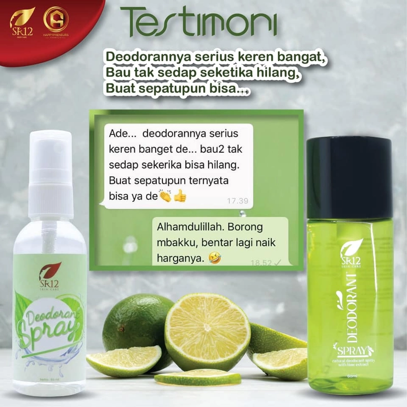 Product image Deodorant Spray Reguler SR12 Menahan Bau Badan Menahan Keringat Berlebih Non Parfum 60 ml Premium