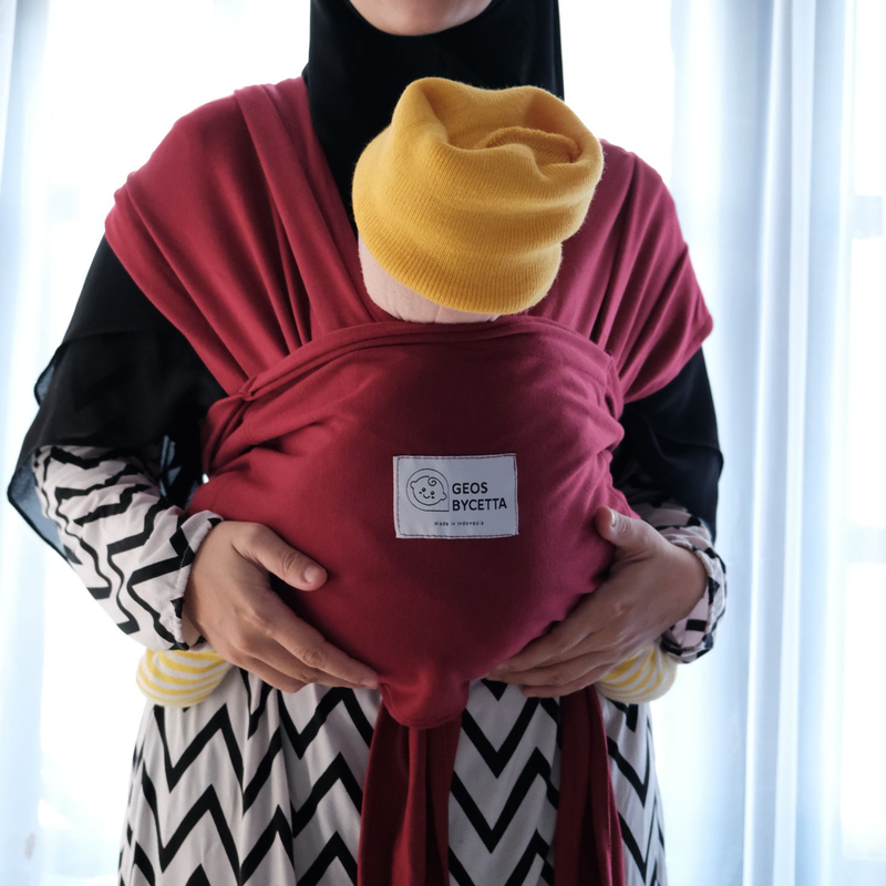 Product image Geos Bycetta - Gendongan Kaos Anti Melar Praktis 2 in 1 dengan Sabuk atau Sashbelt Maroon S MAROON