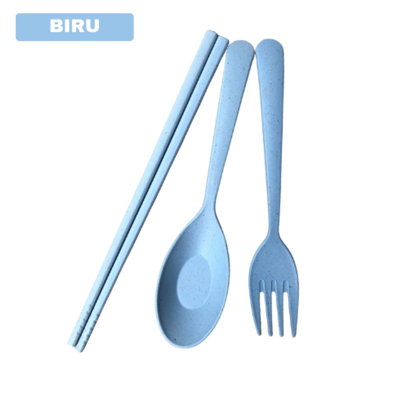 Product image KAMJE Sendok Sumpit Garpu Set Portable Alat Makan Bahan Jerami Gandum KMJ267 KMJ267 BIRU
