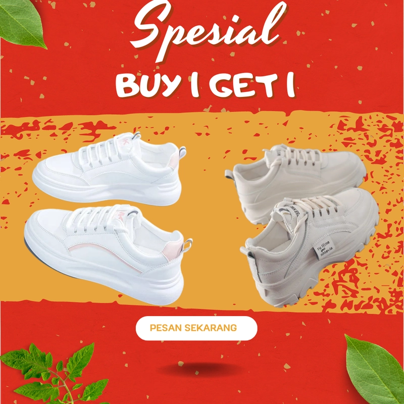 Product image Koekita - Paket Kombinasi Buy 1 Get 1 Sepatu Kets Sneakers Wanita Nhtevia & JN-002 38 COKLAT & PUTIH PINK