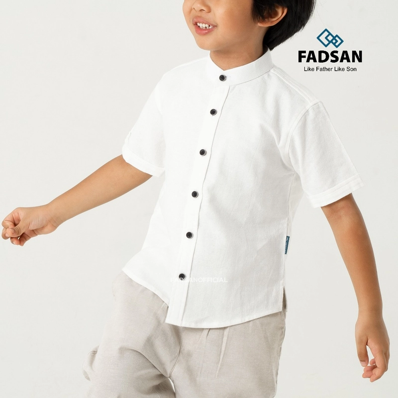 Product image FADSAN - Kemeja Ayah dan Anak Polos Lengan Pendek Warna Broken White - Tufy Series SIZE BAYI NO.1 TUFY BROKEN WHITE