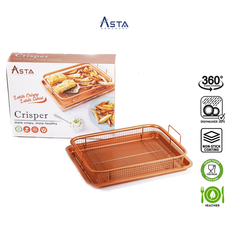 Product image Asta Panggangan Anti Lengket Oven Grill Saringan Minyak Crisper Food Grade Bentuk Square Rose Gold