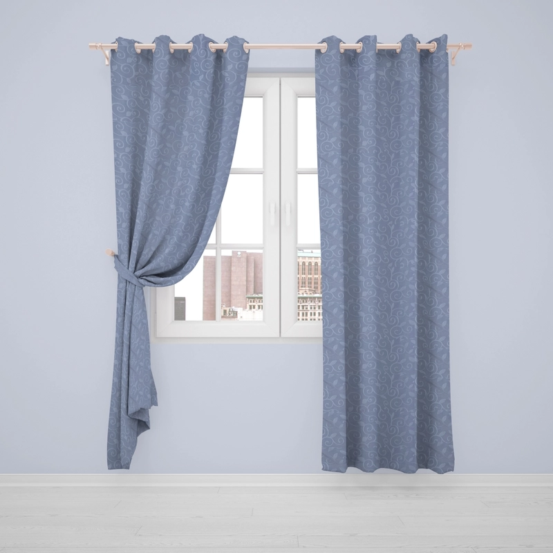 Product image Berkah Saluyu - Gorden Jendela/Pintu Mewah/Hordeng embos Gelombang Cantik FREE HOOK dan TALI S L120XT100CM Blue