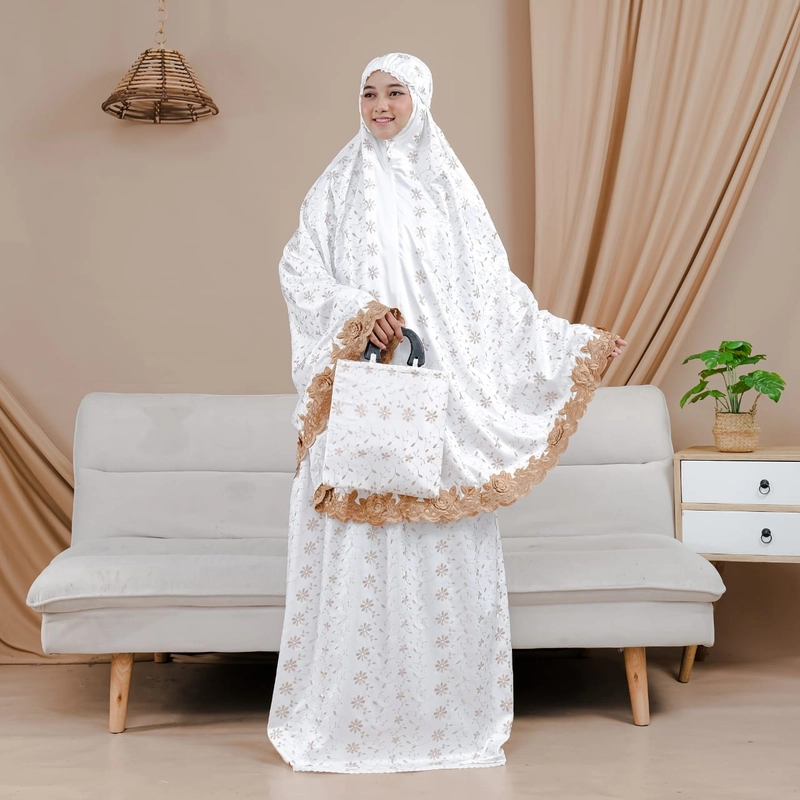 Product image Mukena Dewasa Sutra Prada Renda Punggung All Size coksu