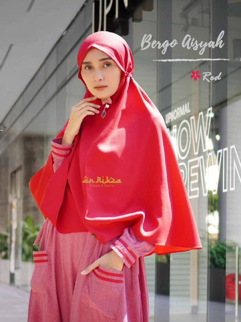 Product image Bergo Aisyah Pad dan Non Pad All Size Red (Non Pad)