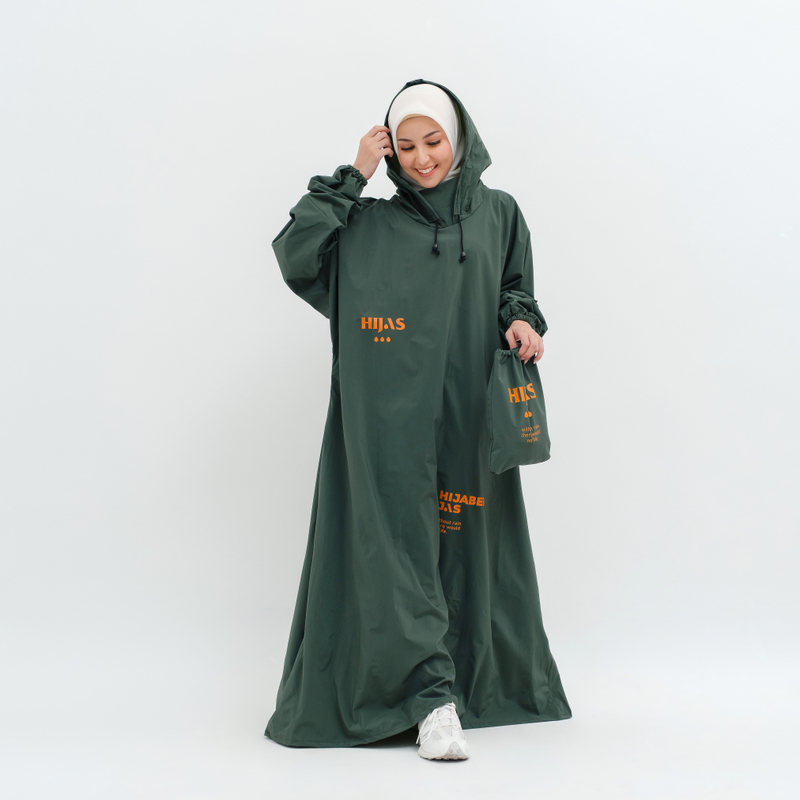 Jas Hujan Gamis Wanita Muslimah Premium Non Zipper by Hijas ARMY