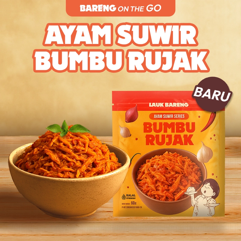 Product image Lahap Bareng - Ayam Suwir Bumbu Rujak Pedas Makanan Ready to Eat 60gr Ayam Bumbu Rujak