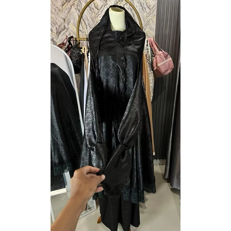 Product image qaydstoreid - Mukena Silk Jaguard Premium Berlengan All Size Hitam