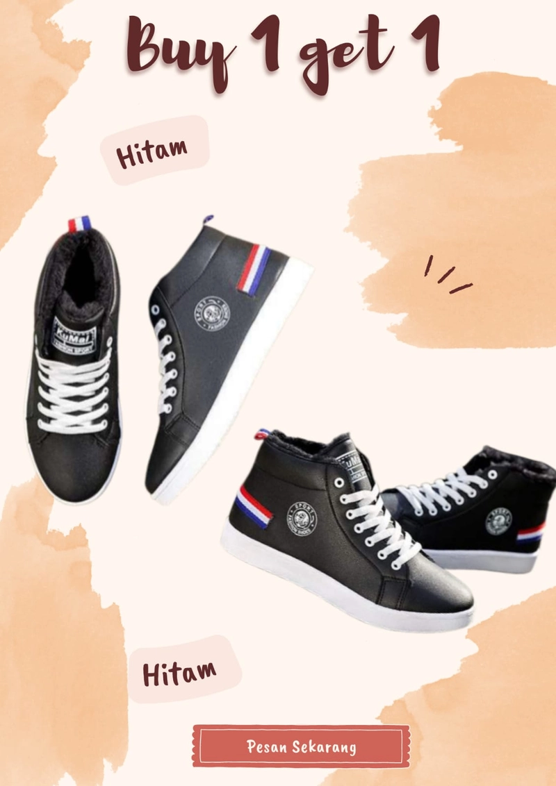 Product image Koekita - Buy 1 Get 1 Sepatu Boot Sneakers Pria Casual Kunmai Sport 43 Hitam