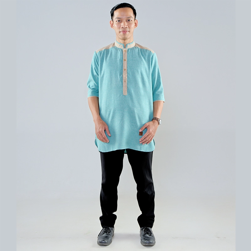 Product image MOSCOU - Baju Kemeja Koko Kemko Kurta Qurta Pakistan Muslim Lebaran Pria Dewasa Lengan Pendek 3/4 Casual Formal Elegan Katun Madinah Premium Motif Kancing Sanghai Shanghai Cina Terbaru Original Keren Murah Hijau Wardah Turquoise Khaki M Turquoise Khaki