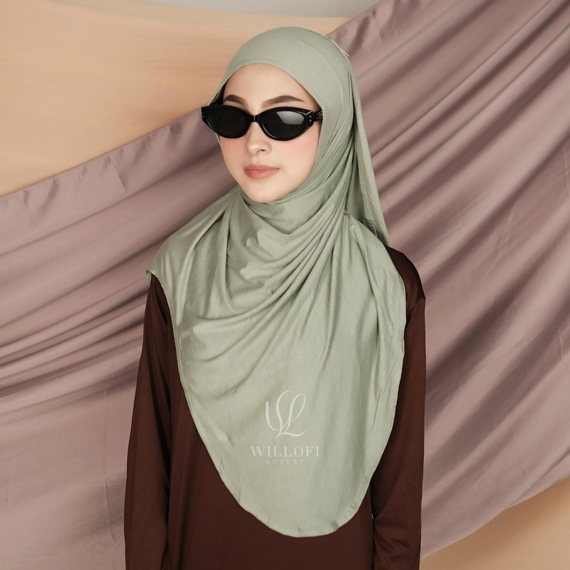Product image Sakura Baru - Sakura Baru X Willofi - Pashmina Instan Hania Oval Meleyoy Bahan Rayon 2026 All Size Pistachio Green
