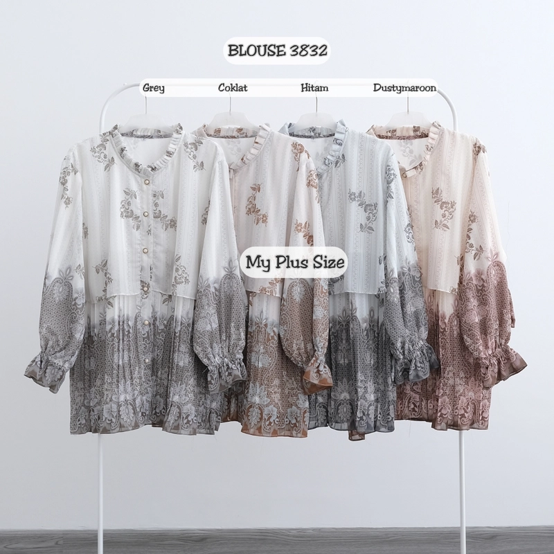 Product image My Plus Size - Blouse Plisket Wanita Jumbo 3832 Ld 125 / 135 & 145 cm 2XL GREY