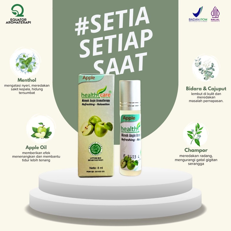 Product image Healthycare - HEALTHYCARE - Minyak Angin Aromaterapi Ekstrak Bidara Roll On Aroma Buah Segar 8 ml Apple
