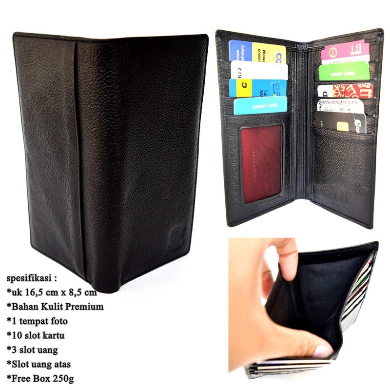 Product image Lanc Fashion - Dompet Pria Kulit premium Black Long warna hitam