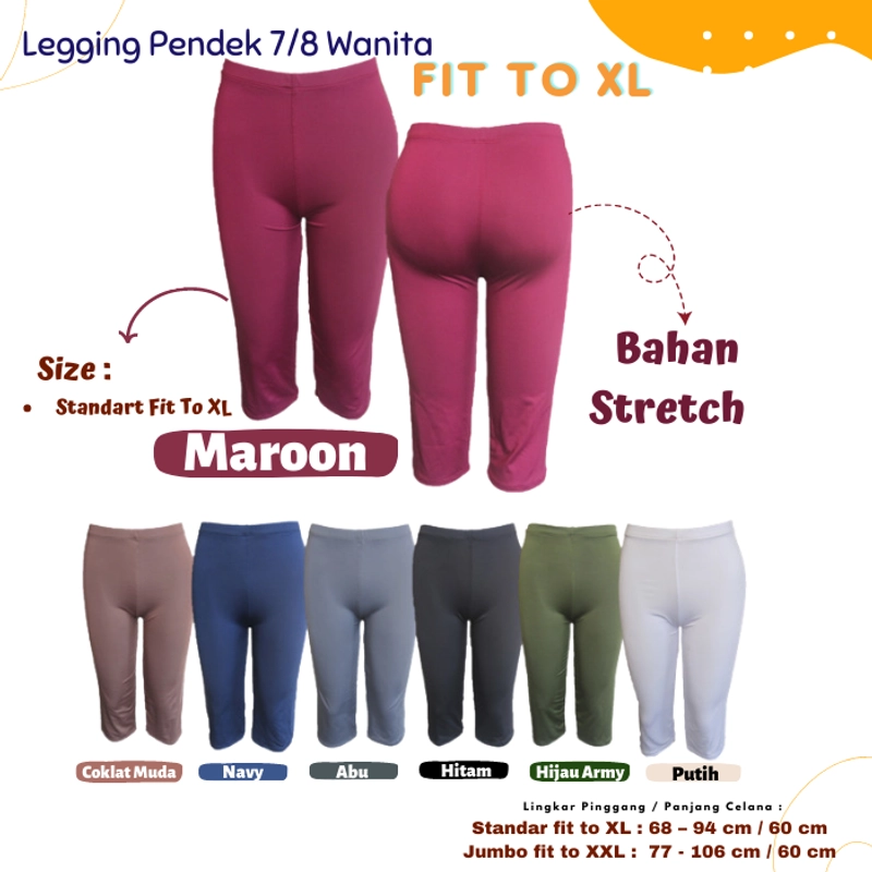 Product image Pakaian Wanita Celana Legging Panjang 7/8 Stretch Perempuan Cewek Standard Fit to XL all variant Navy