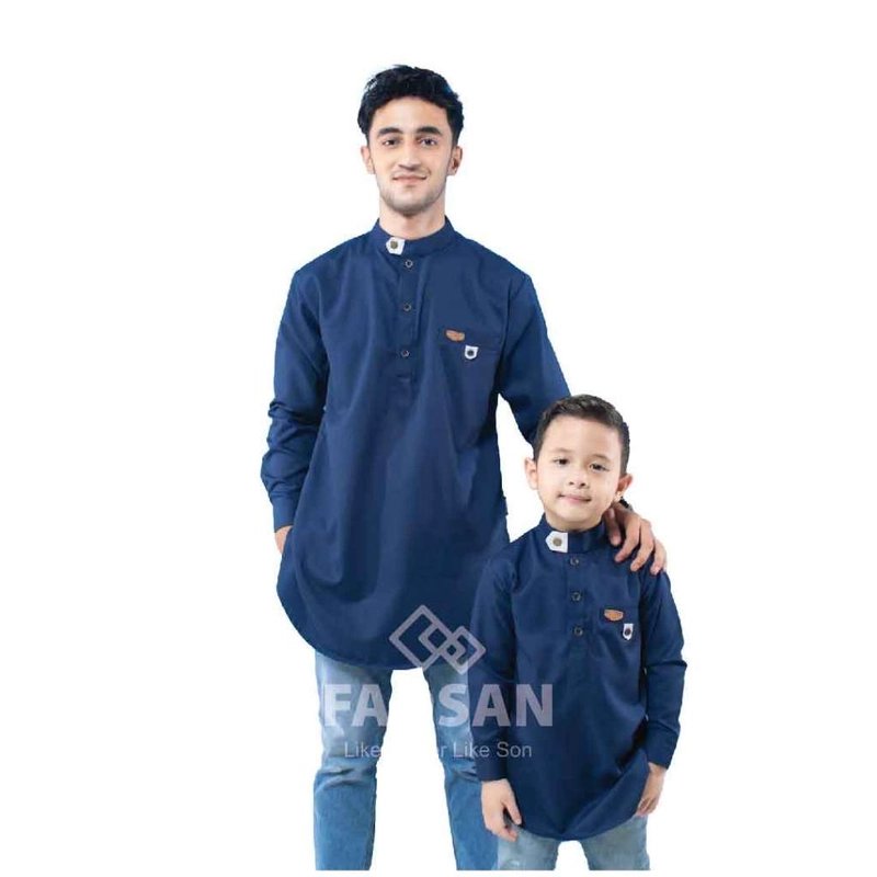 Product image FADSAN - FADSAN - Kurta Lengan Panjang Ayah dan Anak Bahan katun Premium Warna Navy - Leon Series SIZE ANAK XS LEON NAVY