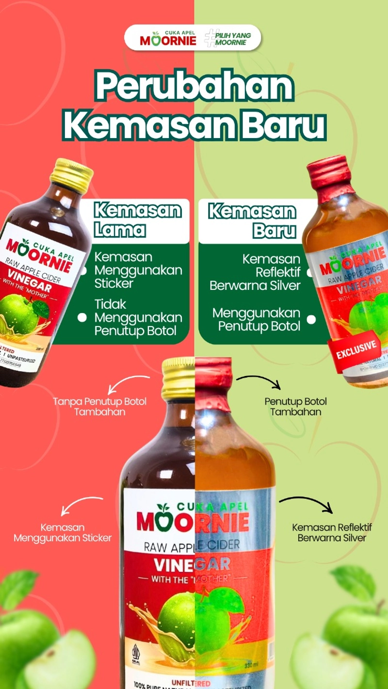 Product image ABUSA HERBAL - Cuka Apel Moornie Raw Apple Cider Vinegar With The Mother 330 ml Asam