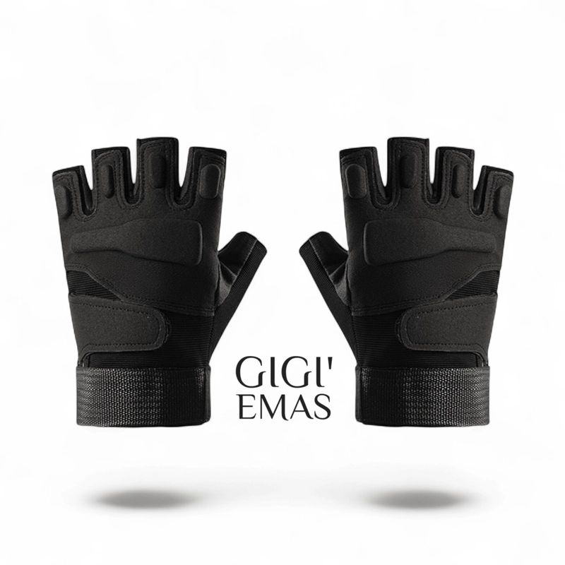 Product image GAWUNG - Sarung Tangan Motor Vintage Custom Culture Half Finger Gloves Biker Touring Sunmori SATHIFU dewasa hitam