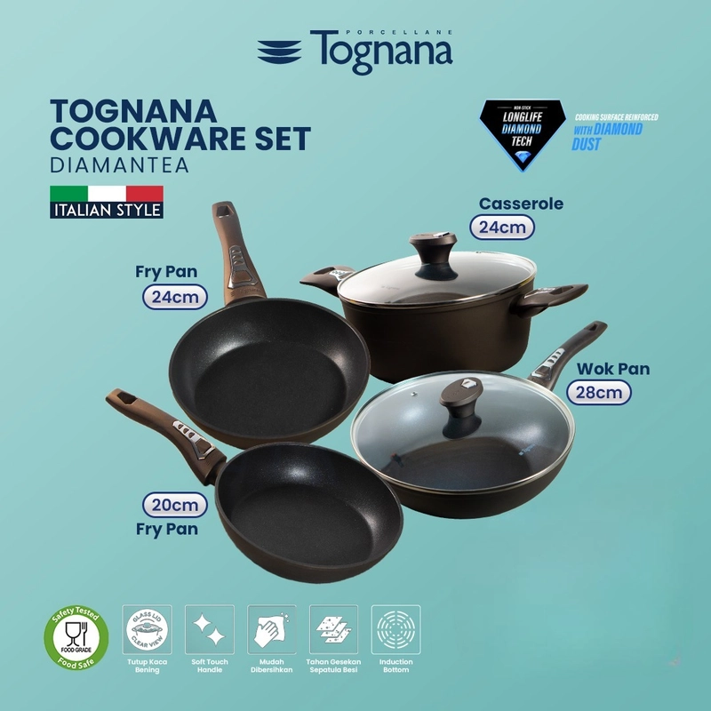 Product image Asta Tognana Italy Bundle Hemat Frying Pan Casserole Wok Premium Cookware Set 4 pcs Tognana Tognana 1 Set