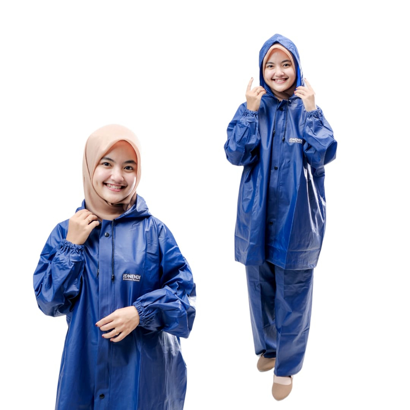 Product image Allstore - JAS HUJAN SETELAN PRIA WANITA PVC 025 ANTI REMBES AIR BERKUALITAS L BIRU