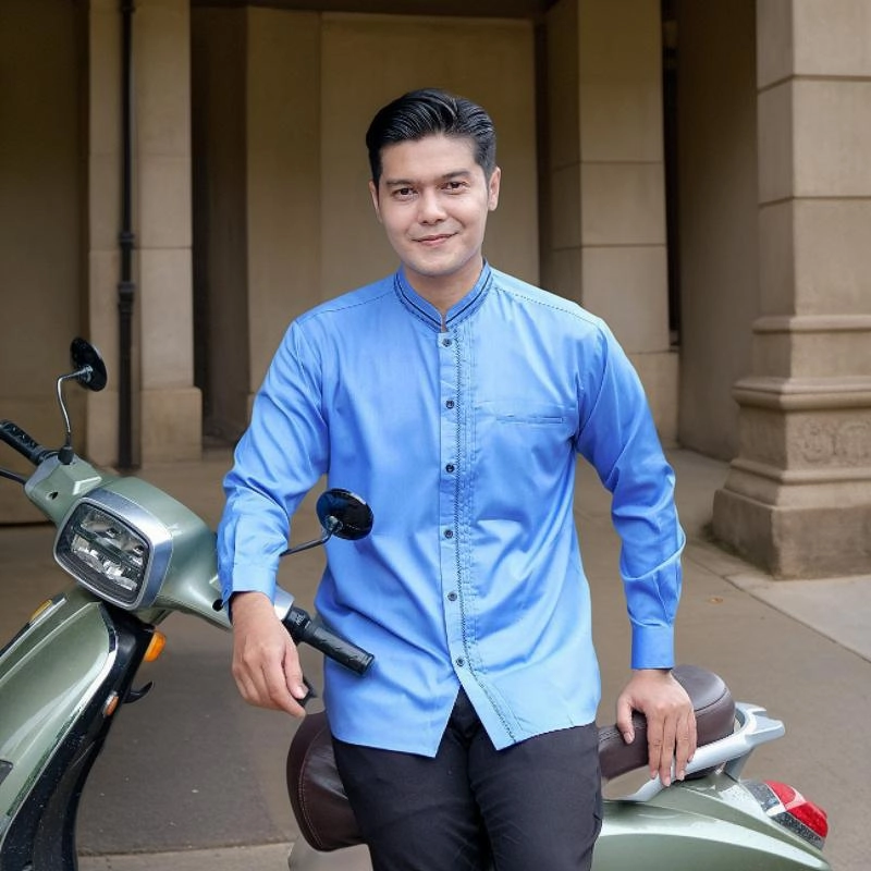 Product image Kois Batik - Baju Koko Pria Lengam Panjang Terbaru Sangat Nyaman Dipakai Motif Tabassam S Tabassam Denim