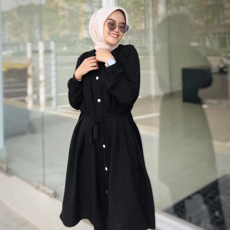 Product image Jembar - Gamis Tunik Rayon Premium Hitam Polos Yara All Size Dewasa Hitam