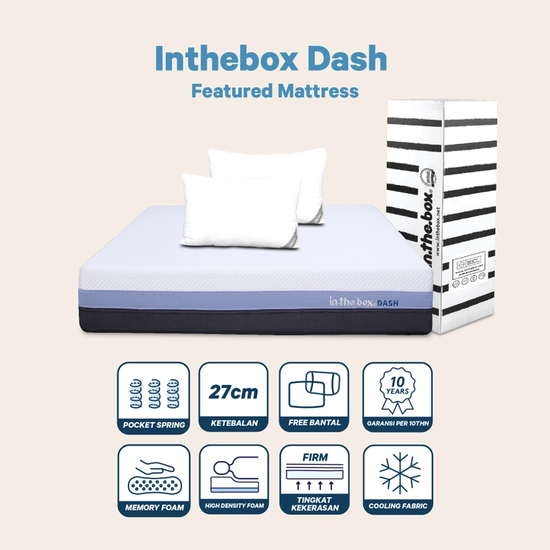 Product image IntheBox - Kasur Spring Bed Orthopedic Dash Free Bantal F388DS-BP2P-160NTR 90 x 200 cm Kasur Spring