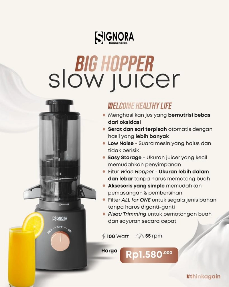 Product image Rizki Electronics - BIG HOPPER SLOW JUICER SIGNORA slow juicer hitam