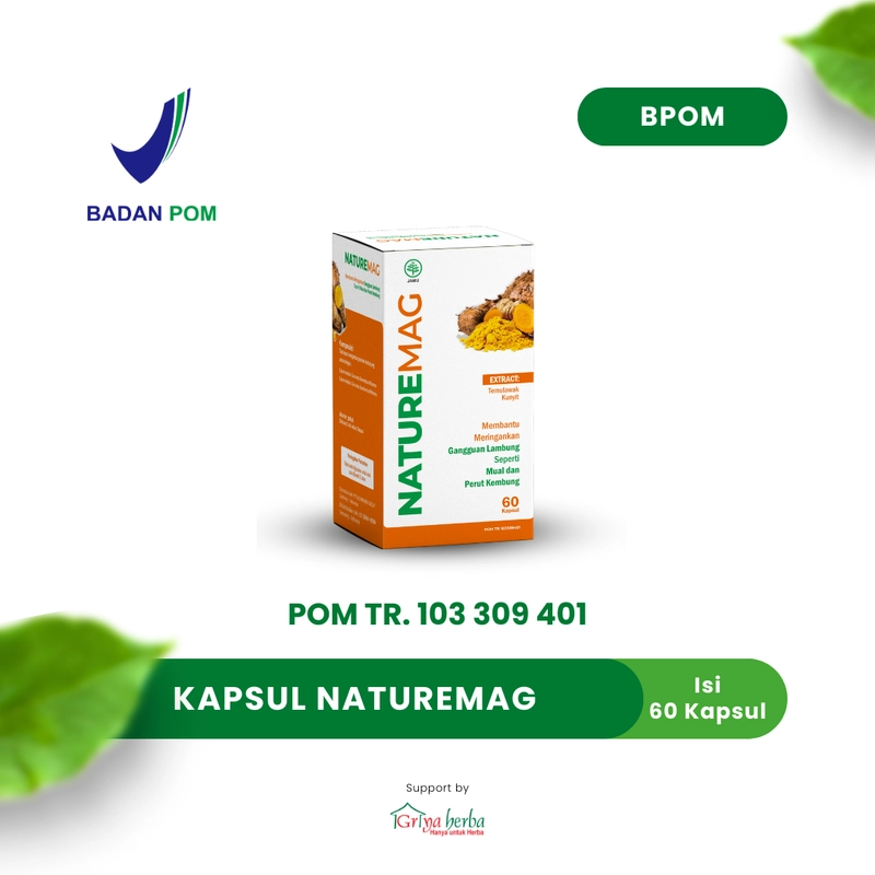 Product image Griya Herba - Naturemag Obat Herbal Membantu Mengobati Maag Asam Lambung Gerd Halal BPOM 60 Kapsul Original