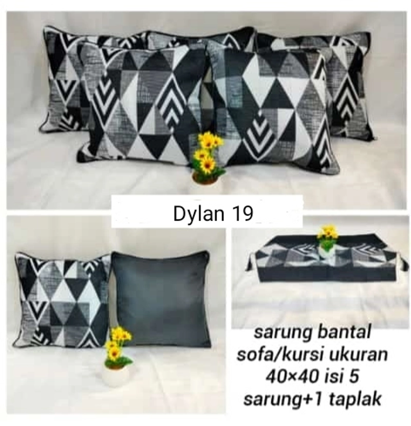 Product image Dylan 19 [TA] - Dylan 19 - Sarung Bantal Sofa/Kursi + Taplak Meja Tamu 40x40 10