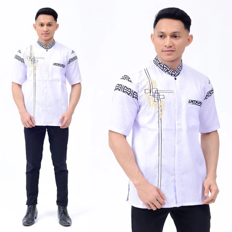 Product image Batik Alfin - Baju koko Batik kombinasi bordir Koko pria dewasa model terbaru keren banget M Koko putih