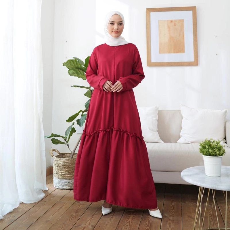 Product image MEQA DAILY - Jovinna Gamis Maxi Dress Muslim Wanita ALLSIZE Maroon