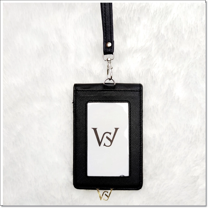 Product image Lanc Fashion - Dompet Kartu Flip ID Card Holder Bigger Plus Lanyard Full Leather Slim NEW WARNA HITAM