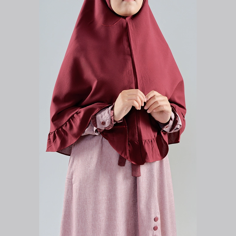 Product image MOSCOU - Baju Busana Dress Gamis Wanita Set Khimar Hijab Muslim Muslimah Syari Syar'I Remaja Ibu Busui Dewasa Simple Simpel Elegan Casual Lebaran Terbaru Kekinian Katun Madinah Premium Adem Lembut Mauve Merah Maroon Motif M Mauve Maroon