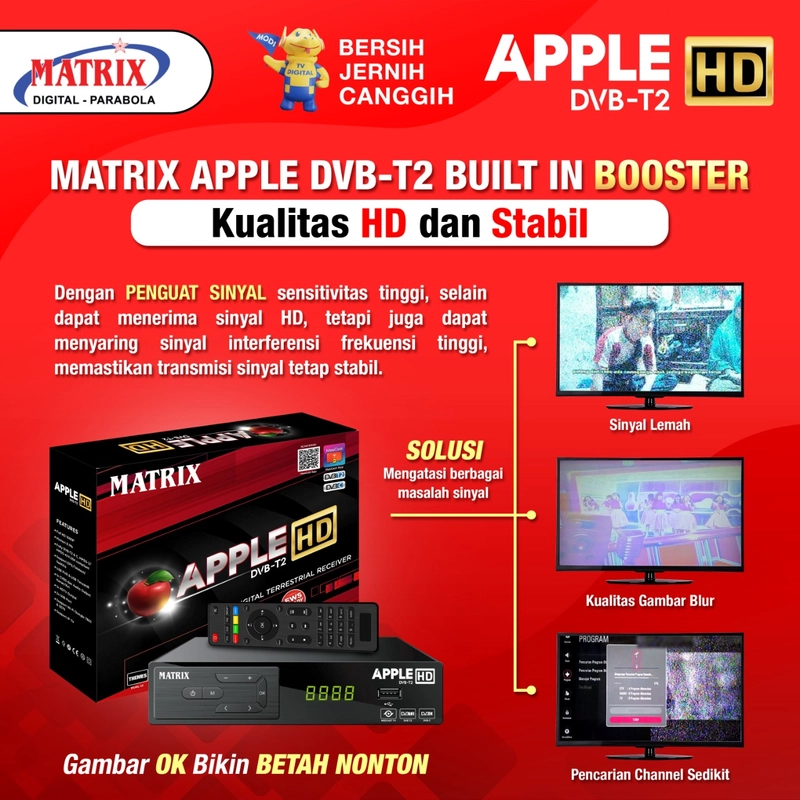 Product image UTAMAMEGA - Set Top Box Matrix Apple DVB-T2 Untuk Siaran Digital TV Anda Matrix Apple DVB-T2