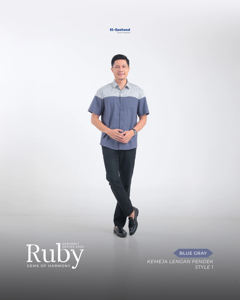Product image Yasmeera Official - Sarimbit 2025 Ruby Series Warna Blue Gray XL KMJ AYAH SS