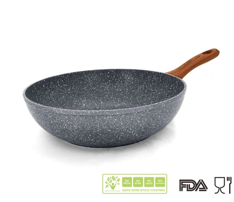 Product image Cypruz Official Surabaya - Cypruz Fry Wok Grey Marble Series Wajan Anti Lengket FP-0640 20 Grey