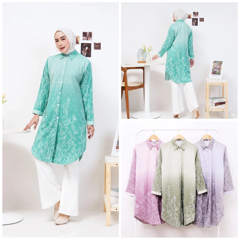 Product image Giat Makmur [TA] - Tunik Gradiasi Premium Atasan Wanita Standar Hijau