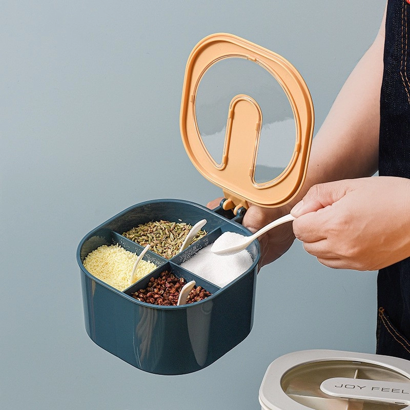 Product image KAMJE Toples Wadah Tempat Bumbu Dapur Aesthetic 4 Sekat Free Sendok KMJ017 KMJ017 NAVY
